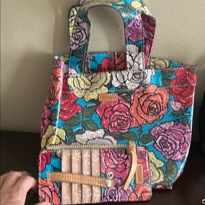 Colorful Floral Tote Bag and Wallet Set